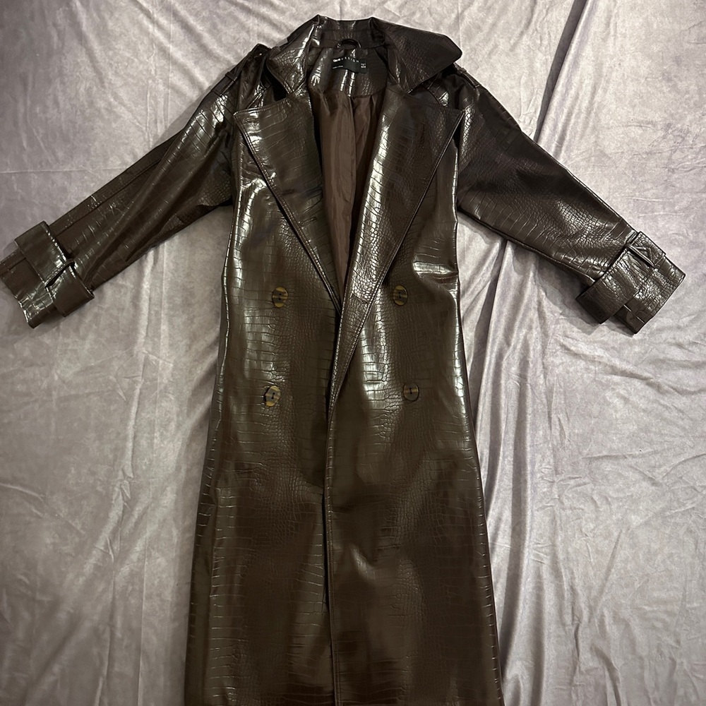 ASOS design brown croc print long coat